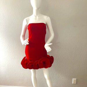 RED RUFFLE STRAPLESS MINI DRESS WOMEN SZ M BRAND NEW WITH TAG ~ SPECIAL OCCASION